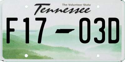 TN license plate F1703D