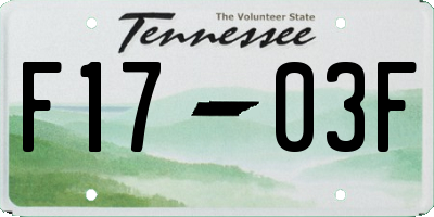 TN license plate F1703F