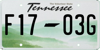TN license plate F1703G