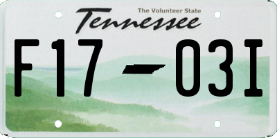 TN license plate F1703I