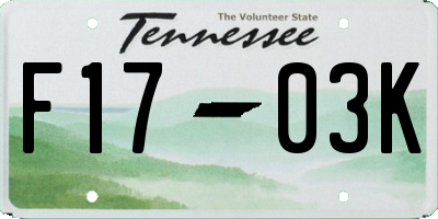 TN license plate F1703K