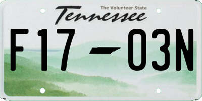 TN license plate F1703N