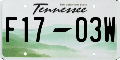 TN license plate F1703W