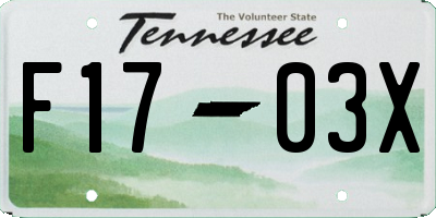 TN license plate F1703X