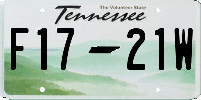 TN license plate F1721W