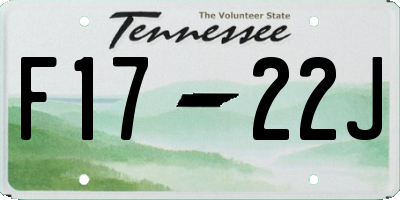 TN license plate F1722J