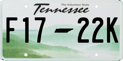 TN license plate F1722K