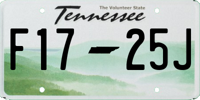 TN license plate F1725J