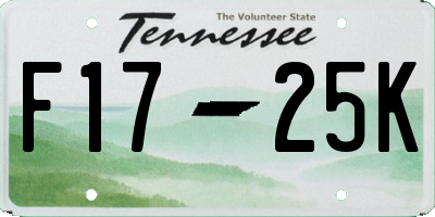 TN license plate F1725K