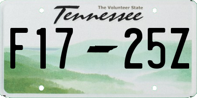 TN license plate F1725Z