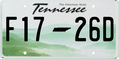 TN license plate F1726D