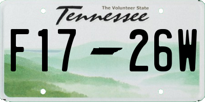 TN license plate F1726W