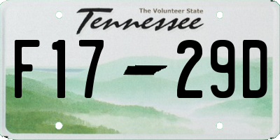 TN license plate F1729D