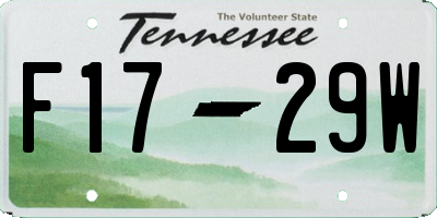 TN license plate F1729W