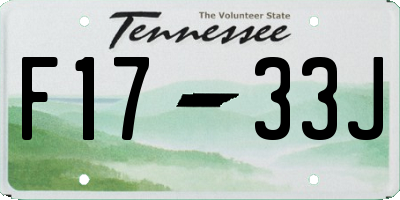 TN license plate F1733J