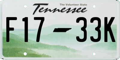 TN license plate F1733K