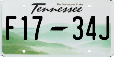 TN license plate F1734J