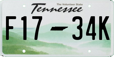 TN license plate F1734K