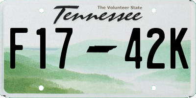TN license plate F1742K