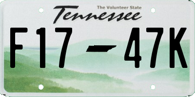 TN license plate F1747K