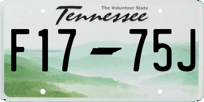 TN license plate F1775J
