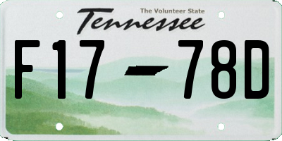 TN license plate F1778D