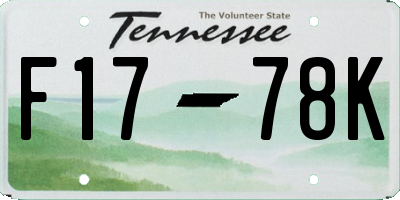 TN license plate F1778K