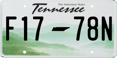 TN license plate F1778N