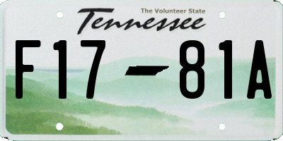 TN license plate F1781A