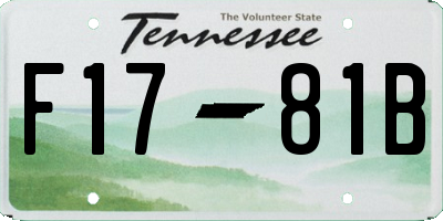 TN license plate F1781B