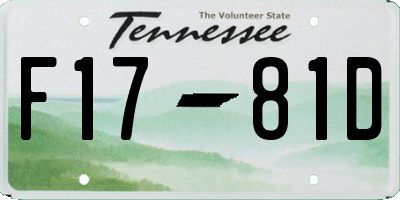 TN license plate F1781D