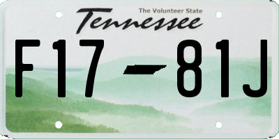 TN license plate F1781J