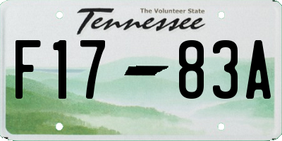 TN license plate F1783A