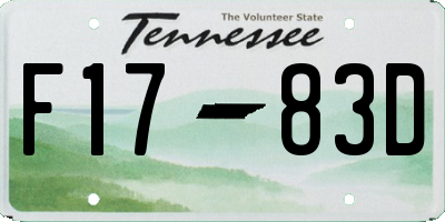 TN license plate F1783D