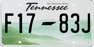 TN license plate F1783J