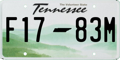 TN license plate F1783M