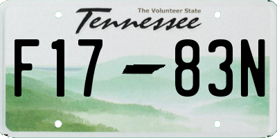 TN license plate F1783N