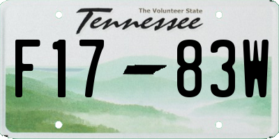 TN license plate F1783W