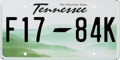 TN license plate F1784K