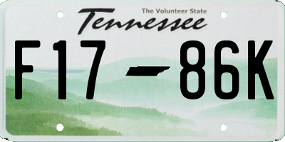 TN license plate F1786K
