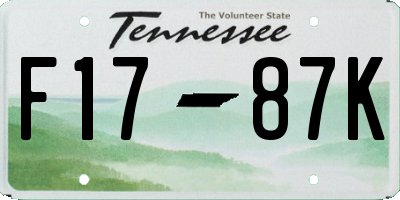 TN license plate F1787K