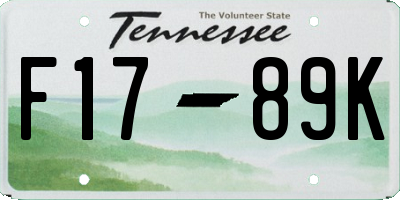 TN license plate F1789K