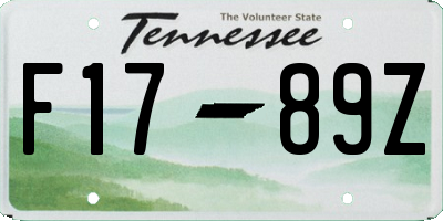 TN license plate F1789Z