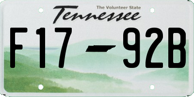 TN license plate F1792B