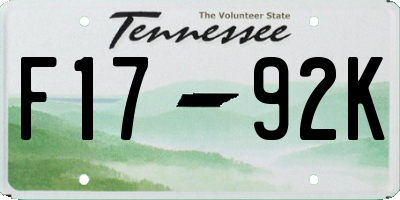 TN license plate F1792K