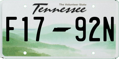 TN license plate F1792N