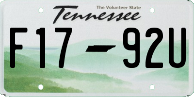 TN license plate F1792U
