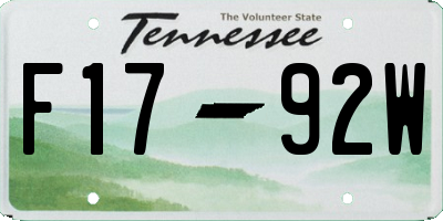 TN license plate F1792W