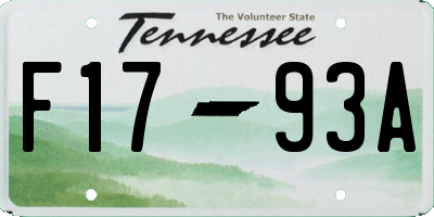 TN license plate F1793A