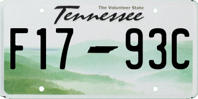 TN license plate F1793C